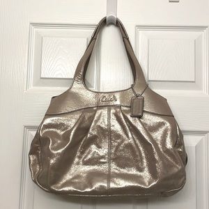 Sparkly Champagne Coach Leather Bag